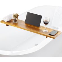 Bathtub Tray, Acacia Bath Tray for Tub, 34.6''X9'' Wooden Bathtub Caddy Tray wit