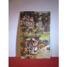 IN THE COUNTRY by Gilbert Foster used antique postcard, Raphael Tuck 'Oilette' =