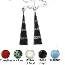 Sterling Silver Genuine Shell/Stone Inlay Long Triangle Dangles