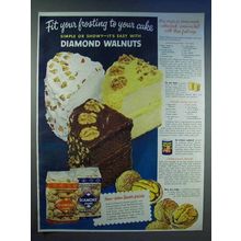 1950 Diamond Walnuts Ad - Chocolate-Walnut Frosting