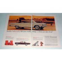 1965 2-pg Rambler Ambassador 990 Convertible Car Ad!