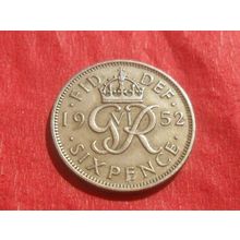 1952 George VI sixpence - scarce.