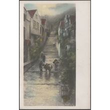 Elmer Keene - High Street, Clovelly, Devon, c.1920 - Chas Worcester RP Postcard