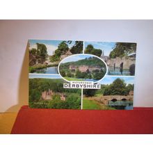 multiview, PICTURESQUE DERBYSHIRE unused postcard by J. Salmon =