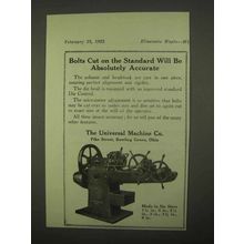 1922 Universal Machine Standard Lathe Ad - Bolts Cut