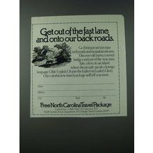 1986 North Carolina Tourism Ad - Get Out Of The Fast Lane