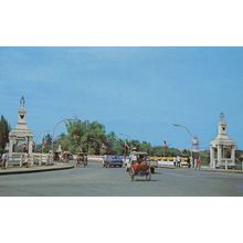 Traffic Taxis On Nawarat Bridge Thailand Postcard