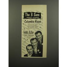 1953 Hotel Astor Ad - The 3 Suns America's Favorites Columbia Room