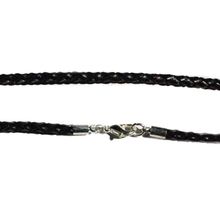 Black Braided Leather 20 Inch 3 mm Necklace with Lobster Claw clasp