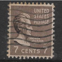 USA 1938 PRESIDENTIAL SERIES 7c SEPIA ANDREW JACKSON SG808 FINE USED#2