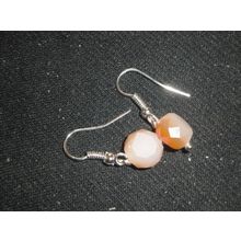 Special handmade blended gold & white hexagon cut glass earrings