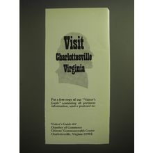 1974 Charlottesville Virginia Chamber of Commerce Ad - Visit Charlottesville