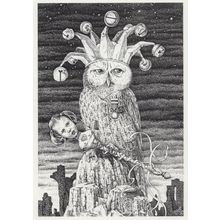 Brian Partridge The Magician Magic Royal Owl Painting Postcard