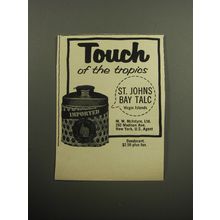 1957 St. Johns Bay Talc Advertisement - Touch of the tropics