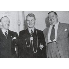 Laurel & Hardy & 1940s Mayor of Tynemouth Newcastle Photo Postcard