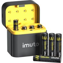 Imuto Rechargeable AAA Batteries Lithium 8 Pack with Fast Charger,1300Mwh 1.5V C
