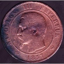 1857 W France 10 Centimes Coin