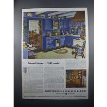 1949 Armstrong Linoleum Floors Ad - Colonial Kitchen