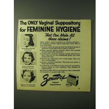 1955 Zonitors Vaginal Suppositories Ad - Vaginal Suppository for Hygiene