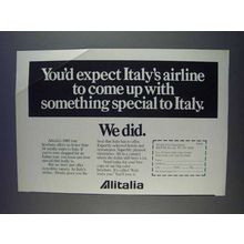 1980 Alitalia Airlines Ad - You'd Expect Special