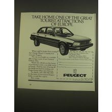 1985 Peugeot Car Ad - Take home one of the great tourist attractions of Europe