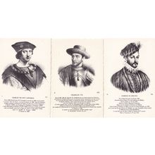 King Charles VIII VII IX Of France 3x Vintage Portrait History Postcard s