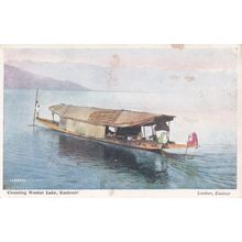 Barge At Woolar Lake Crossing Kashmir India Antique Boat Postcard
