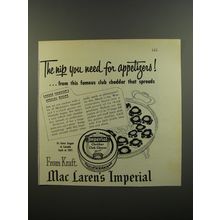 1953 Kraft Mac Laren's Imperial Cheddar Club Cheese Ad - The nip you need