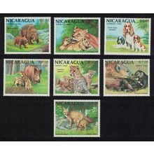 Nicaragua Bears Lions Fox Dog Mammals 7v 1988 MNH SG#2955-2961
