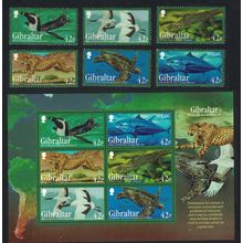 Gibraltar Penguin Crane Birds Cheetah Tuna Fish Alligator Turtle 6v+MS 2013
