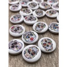 15mm Wooden Buttons Skull Pattern Sewing Scrapbooking Decoration Knitting Crafts