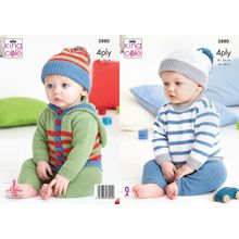 King Cole 5880 Knitting Pattern Sweater Hoodie Trousers Hat Cotton Socks 4 Ply
