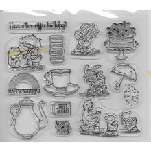 Assorted Stamp Set. App 16.x14cm. Tea Party. Stamping Cardmaking Crafts
