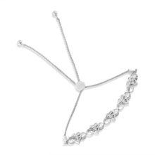 925 Sterling Silver Miracle Set Diamond Accented Infinity Hearts 6”-9” Adjus...