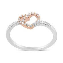 14K Rose Gold Plated and White .925 Sterling Silver 1/5 Cttw Round-Cut Diamon...