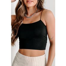 Black Spaghetti Strap Skinny Fit Cropped Tank Top