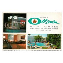 Postcard Canada Ontario Ottawa Macie's Ottawan Hotel multiviews advertising