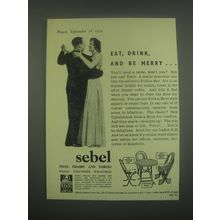 1949 Sebel Stak-a-Bye Chairs and Tables Ad - Eat, drink, and be merry