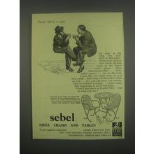 1949 Sebel Stak-a-Bye Chairs and Tables Ad - No seats at the 19th. Tut! Tut!