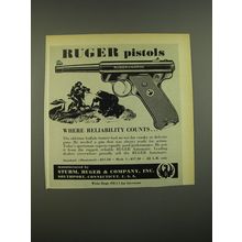 1952 Ruger Automatic Pistol Ad - Where Reliability counts