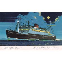 MV Ulster Prince Ship Belfast Steamship Co Ferry Plain Back Postcard