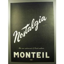 1953 Monteil Nostalgia Perfume Ad - The most sophisticated of French perfumes