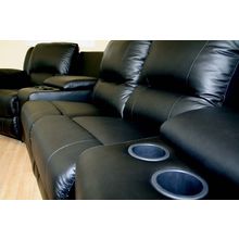 HOME THEATER SECTIONAL GENUINUE REAL LEATHER RECLINER MOVIE CHAIRS 4 CUPHOLDERS
