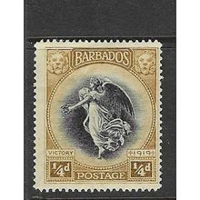 BARBADOS 1920-1 WATERMARK MULTI-CROWN CA VICTORY 1/4d MINT SG201