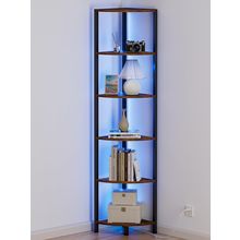 Furnulem 6 Tier Corner Shelf with LED Light, 67.5” Tall Standing Shelf Organizer