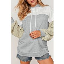 Gray Colorblock Patchwork Pullover Hoodie