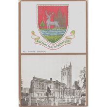 Ancient Seal Of Hertford And All Saints Church Hertfordshire Postcard (QHER401)