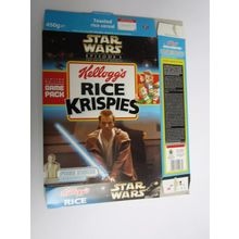Kellogg`s Rice Krispies 1999 Star Wars Episode 1 Space Battle Game Pk Cereal Box