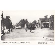Epsom Surrey Station Road Horse & Cart Postcard