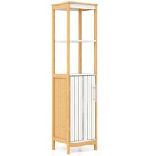 Bathroom Floor Cabinet with Door Shelves Adjustable Shelf-Natural